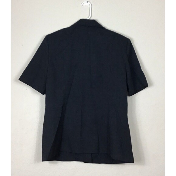 VTG CB Collections Misses 14 Blazer Blue Short Sleeve Button Padded Faux Pockets - Picture 4 of 4